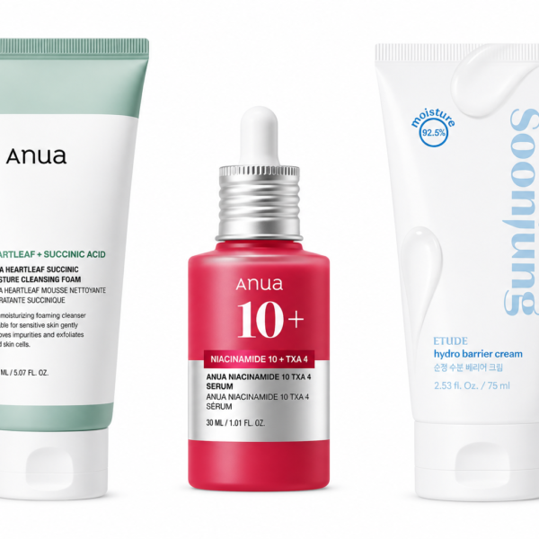 Anua Heartleaf Cleansing Foam (150ml) + Niacinamide 10% TXA 4 Serum (30ml) + SoonJung Hydro Barrier Cream (75ml)